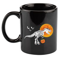 Halloween Dinosaur Skeleton T Rex Scary Pumpkin Moon 11oz C Handle Ceramic Mug