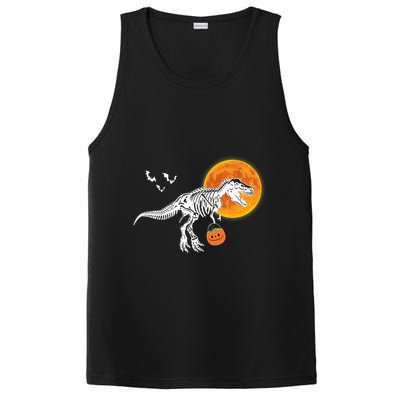 Halloween Dinosaur Skeleton T Rex Scary Pumpkin Moon PosiCharge Competitor Tank