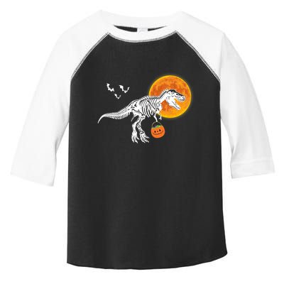 Halloween Dinosaur Skeleton T Rex Scary Pumpkin Moon Toddler Fine Jersey T-Shirt