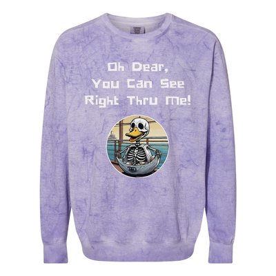 Halloween Duck Skeleton Oh Dear You Can See Right Thru Me Colorblast Crewneck Sweatshirt