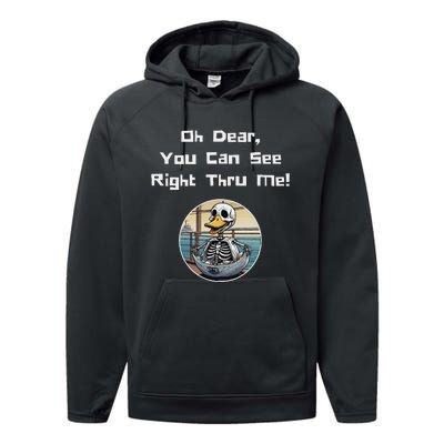 Halloween Duck Skeleton Oh Dear You Can See Right Thru Me Performance Fleece Hoodie