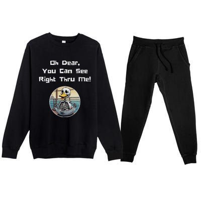 Halloween Duck Skeleton Oh Dear You Can See Right Thru Me Premium Crewneck Sweatsuit Set