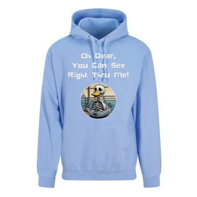 Halloween Duck Skeleton Oh Dear You Can See Right Thru Me Unisex Surf Hoodie