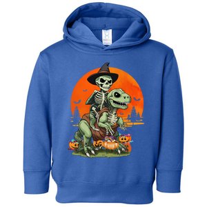 Halloween Dinosaur Skeleton T Rex Pumpkin Moon Funny Gift Toddler Hoodie