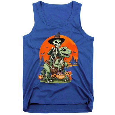 Halloween Dinosaur Skeleton T Rex Pumpkin Moon Funny Gift Tank Top