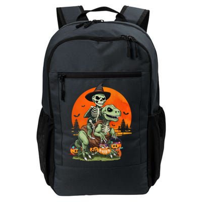 Halloween Dinosaur Skeleton T Rex Pumpkin Moon Funny Gift Daily Commute Backpack