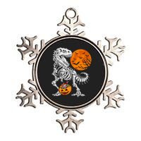 Halloween Dinosaur Skeleton T rex Scary Pumpkin Moon Metallic Star Ornament