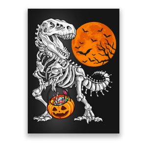 Halloween Dinosaur Skeleton T rex Scary Pumpkin Moon Poster