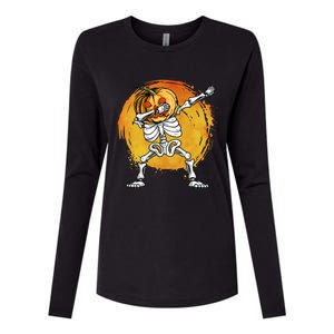 Halloween Dabbing Skeleton Halloween Cute Gift Womens Cotton Relaxed Long Sleeve T-Shirt