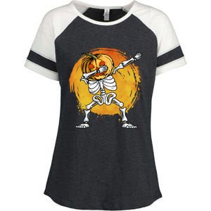 Halloween Dabbing Skeleton Halloween Cute Gift Enza Ladies Jersey Colorblock Tee