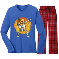 Halloween Dabbing Skeleton Halloween Cute Gift Women's Long Sleeve Flannel Pajama Set 