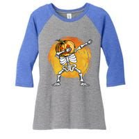 Halloween Dabbing Skeleton Halloween Cute Gift Women's Tri-Blend 3/4-Sleeve Raglan Shirt