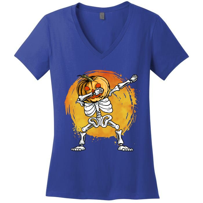 Halloween Dabbing Skeleton Halloween Cute Gift Women's V-Neck T-Shirt