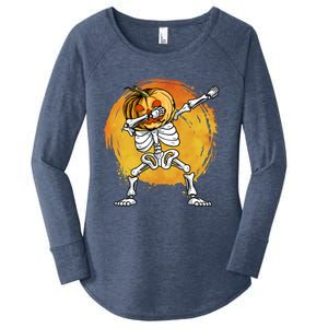 Halloween Dabbing Skeleton Halloween Cute Gift Women's Perfect Tri Tunic Long Sleeve Shirt