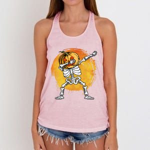 Halloween Dabbing Skeleton Halloween Cute Gift Women's Knotted Racerback Tank