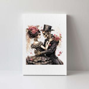 Halloween Dancing Skeleton Couple Roses And Skeleton Canvas