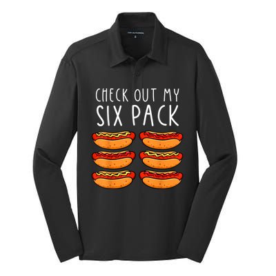 Hot Dog Six Pack Hot Dog BBQ Barbeque Funny Hot Dog Silk Touch Performance Long Sleeve Polo