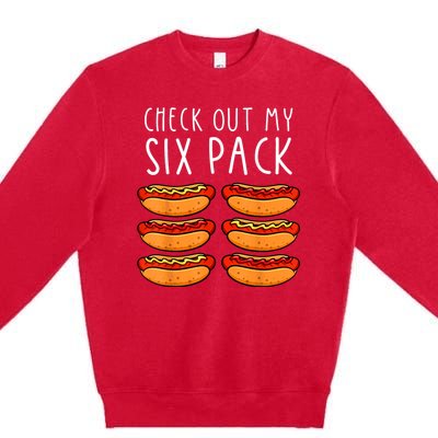 Hot Dog Six Pack Hot Dog BBQ Barbeque Funny Hot Dog Premium Crewneck Sweatshirt