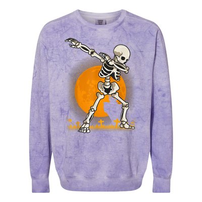 Halloween Dabbing Skeleton Colorblast Crewneck Sweatshirt