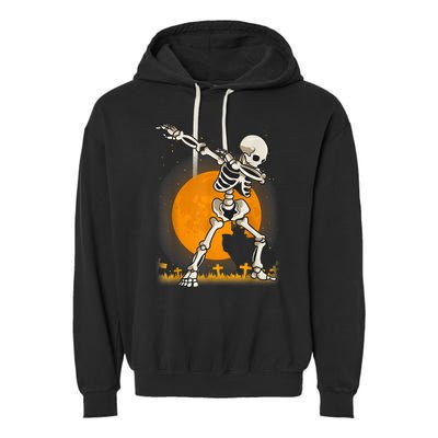 Halloween Dabbing Skeleton Garment-Dyed Fleece Hoodie