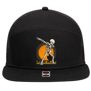 Halloween Dabbing Skeleton 7 Panel Mesh Trucker Snapback Hat