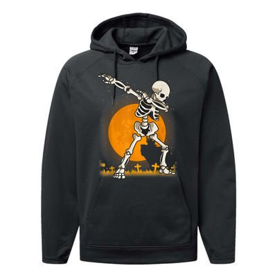 Halloween Dabbing Skeleton Performance Fleece Hoodie