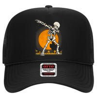 Halloween Dabbing Skeleton High Crown Mesh Back Trucker Hat