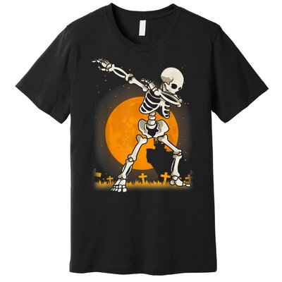 Halloween Dabbing Skeleton Premium T-Shirt