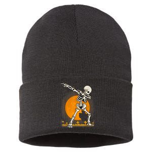 Halloween Dabbing Skeleton Sustainable Knit Beanie