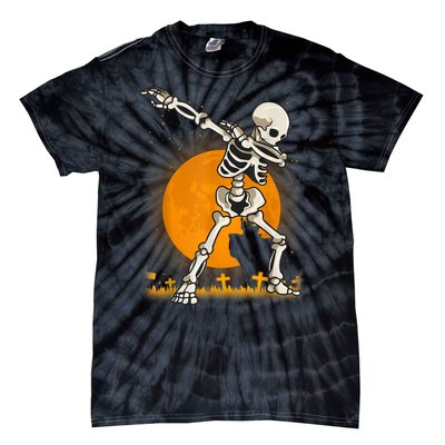 Halloween Dabbing Skeleton Tie-Dye T-Shirt