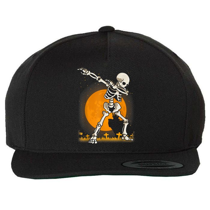 Halloween Dabbing Skeleton Wool Snapback Cap