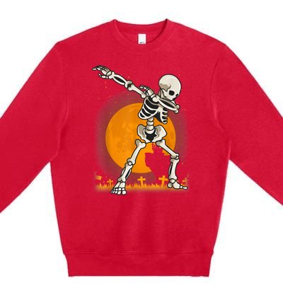 Halloween Dabbing Skeleton Premium Crewneck Sweatshirt