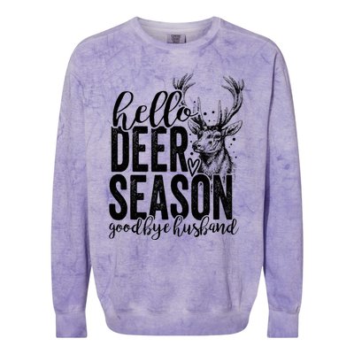 Hello Deer Season Goodbye Husband Vintage Colorblast Crewneck Sweatshirt