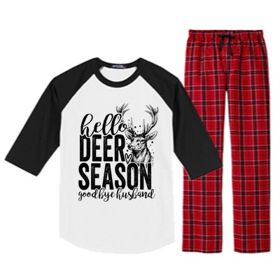 Hello Deer Season Goodbye Husband Vintage Raglan Sleeve Pajama Set