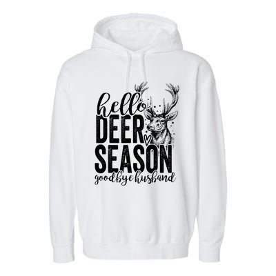 Hello Deer Season Goodbye Husband Vintage Garment-Dyed Fleece Hoodie