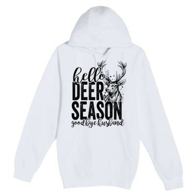 Hello Deer Season Goodbye Husband Vintage Premium Pullover Hoodie