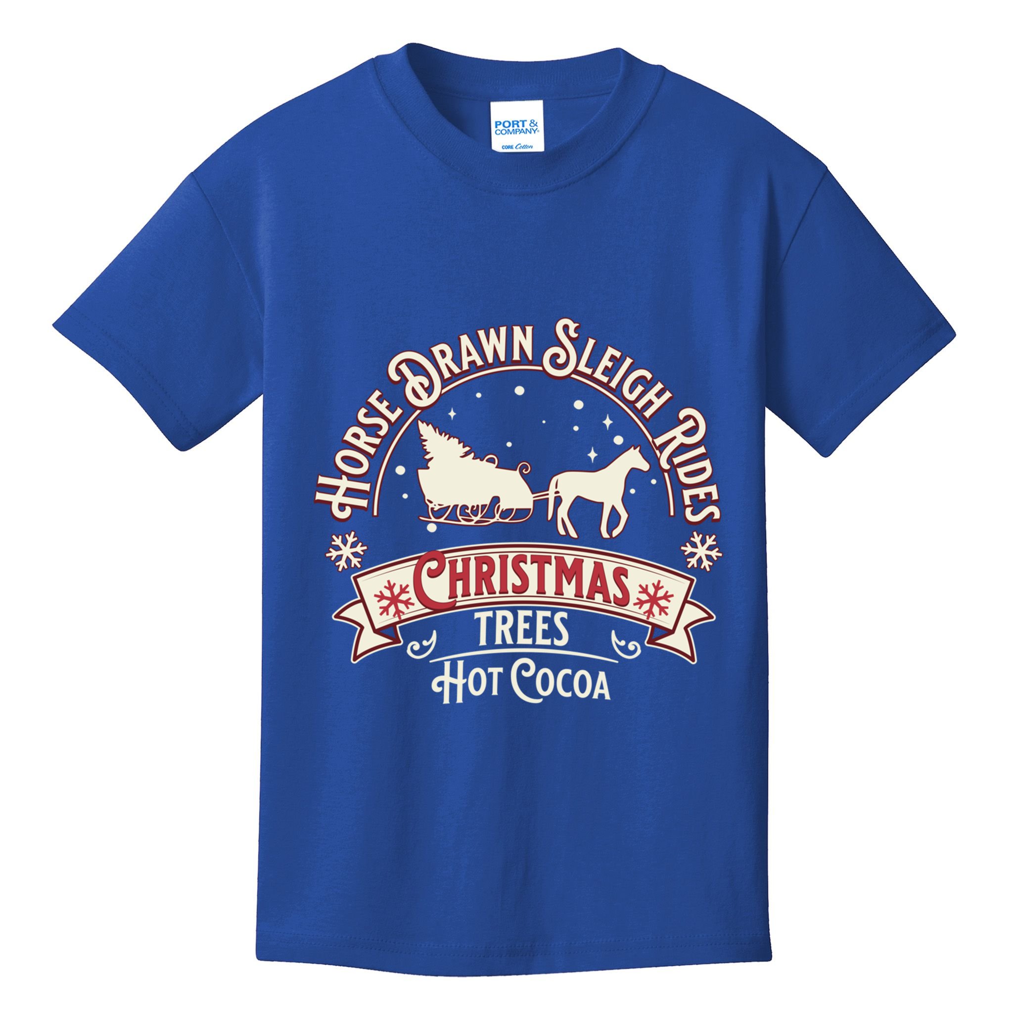Horse Drawn Sleigh Ride Christmas Sleigh Ride Tree Farm Gift Kids T-Shirt