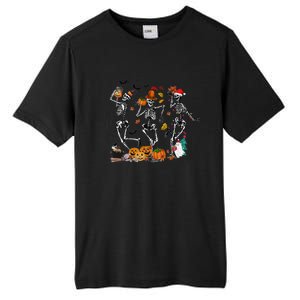 Hallothanksmas Dancing Skeletons Halloween Thanksgiving Xmas Great Gift Tall Fusion ChromaSoft Performance T-Shirt