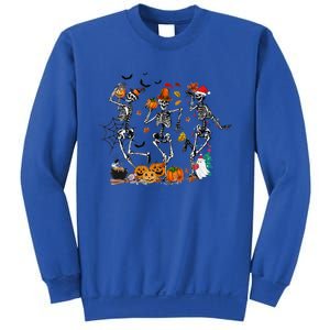 Hallothanksmas Dancing Skeletons Halloween Thanksgiving Xmas Great Gift Sweatshirt