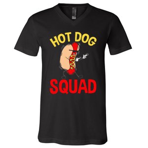 Hot Dog Squad Hot Dog V-Neck T-Shirt