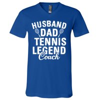 Husband Dad Tennis Legend Coach Funny Tennis Dad Cute Gift V-Neck T-Shirt