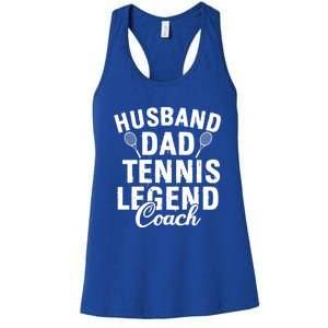 Husband Dad Tennis Legend Coach Funny Tennis Dad Cute Gift Women's Racerback Tank