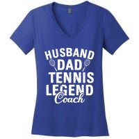 Husband Dad Tennis Legend Coach Funny Tennis Dad Cute Gift Women's V-Neck T-Shirt