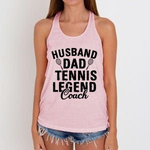 Husband Dad Tennis Legend Coach Funny Tennis Dad Cute Gift Women's Knotted Racerback Tank