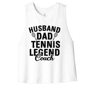 Husband Dad Tennis Legend Coach Funny Tennis Dad Cute Gift Women's Racerback Cropped Tank