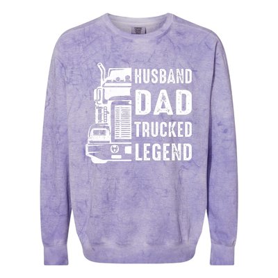 Husband Dad Trucker Legend Funny Truck Driver Trucking Colorblast Crewneck Sweatshirt