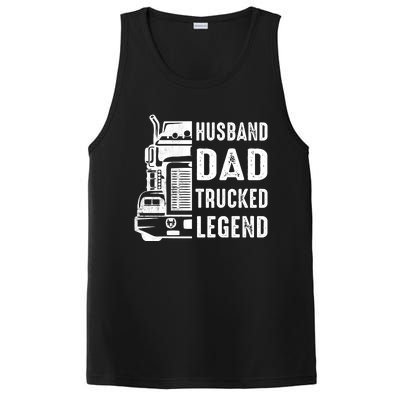 Husband Dad Trucker Legend Funny Truck Driver Trucking PosiCharge Competitor Tank