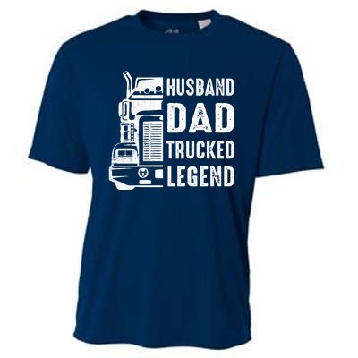 Husband Dad Trucker Legend Funny Truck Driver Trucking Cooling Performance Crew T-Shirt