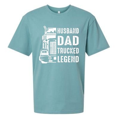 Husband Dad Trucker Legend Funny Truck Driver Trucking Sueded Cloud Jersey T-Shirt