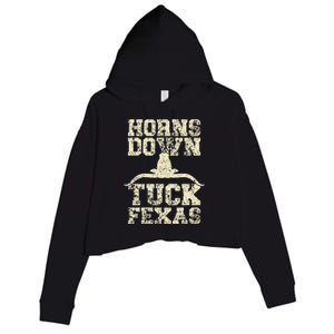 Horns Down Tuck Fexas Game Day Oklahoma Beat Texas Crop Fleece Hoodie